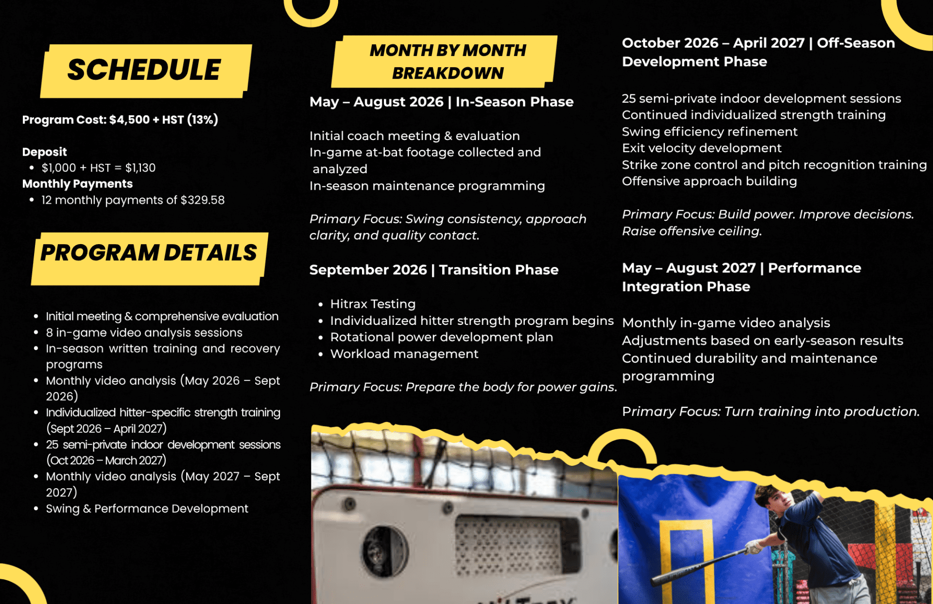 Player working and individual training program